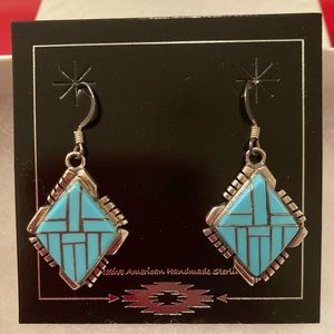 Zuni Turquoise Inlay Earrings - New without tags